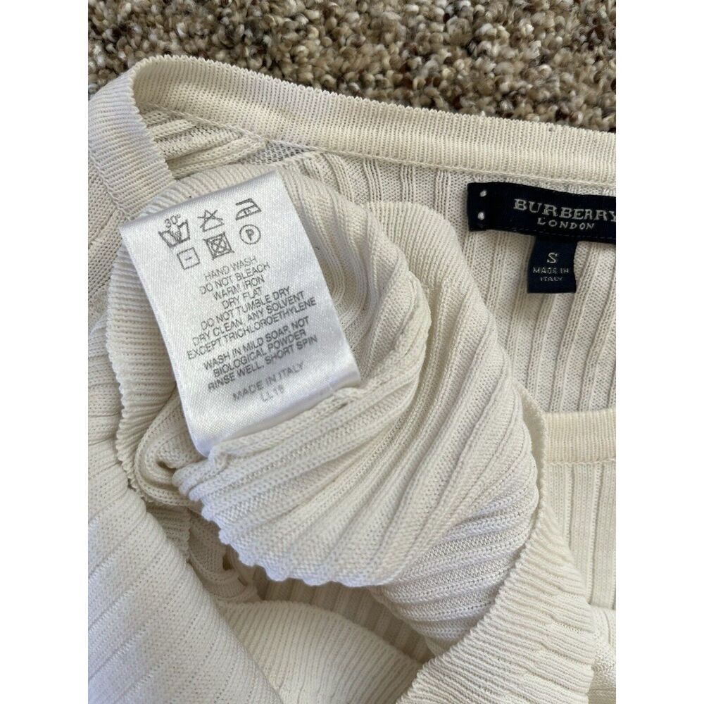 Burberry London Cotton White CREWNECK Long sleeve Sweater Button Details Size S - Picture 12 of 13